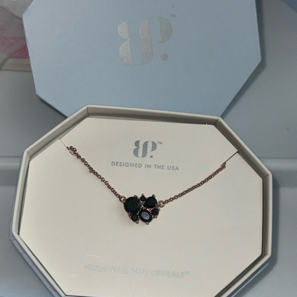 BOMB party RBP5031 The Cluster Sparkle Necklace Black Onyx Cubic Zirconia